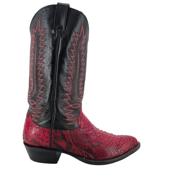 Vintage Mens size 11.5D Red Python Exotic Snakeskin Leather Cowboy Western Boots - Picture 5 of 16